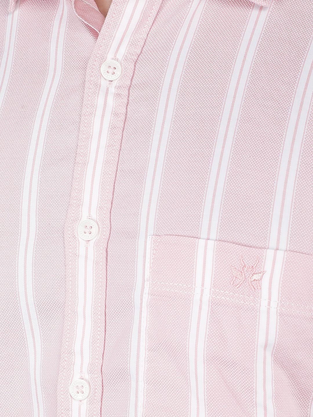 Pink Vertical Stripes 100% Cotton Shirt-Men Shirts-Crimsoune Club