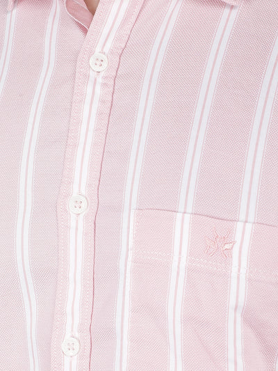 Pink Vertical Stripes 100% Cotton Shirt-Men Shirts-Crimsoune Club