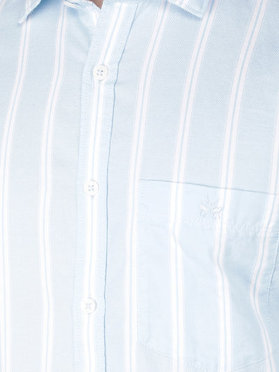 Blue Vertical Stripes 100% Cotton Shirt-Men Shirts-Crimsoune Club