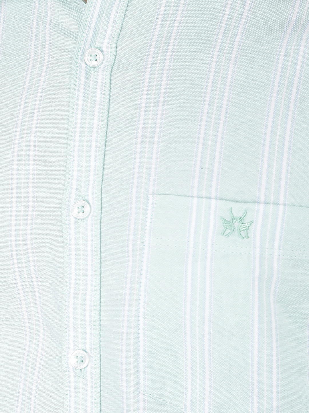 Green Vertical Stripes 100% Cotton Shirt-Men Shirts-Crimsoune Club