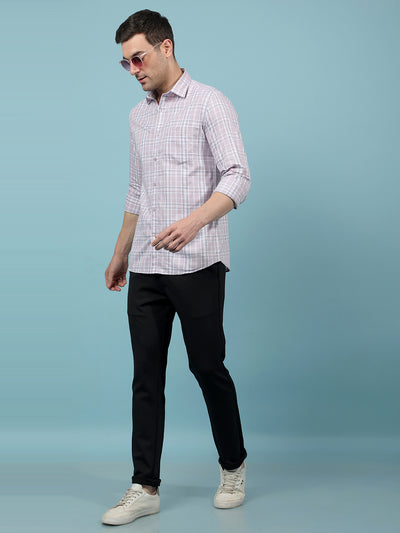 Purple Checked 100% Cotton Shirt-Men Shirts-Crimsoune Club