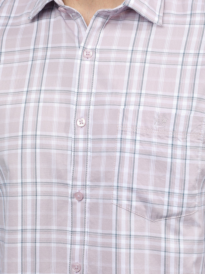 Purple Checked 100% Cotton Shirt-Men Shirts-Crimsoune Club