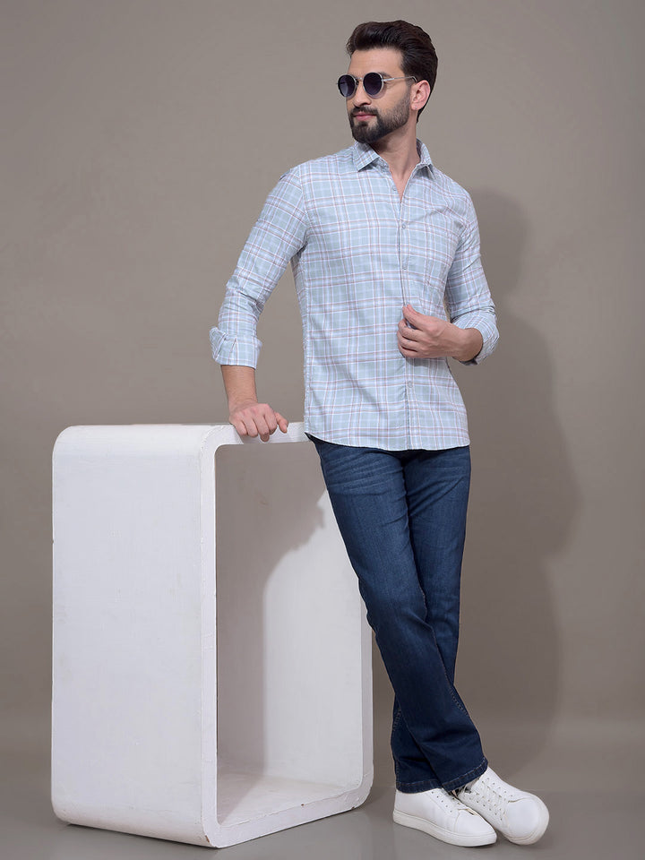 Green Checked 100% Cotton Shirt-Men Shirts-Crimsoune Club