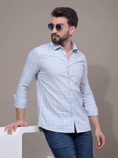 Green Checked 100% Cotton Shirt-Men Shirts-Crimsoune Club