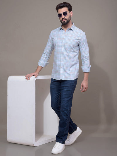 Green Checked 100% Cotton Shirt-Men Shirts-Crimsoune Club