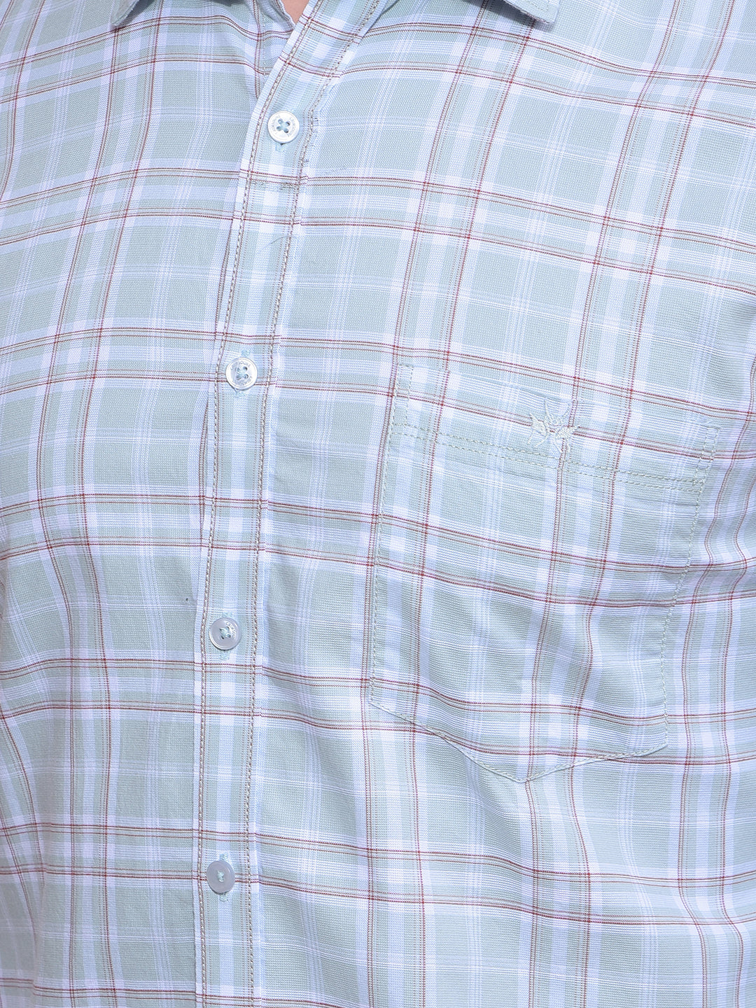 Green Checked 100% Cotton Shirt-Men Shirts-Crimsoune Club