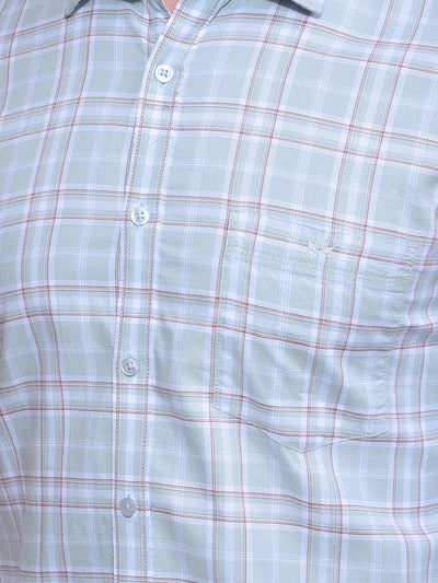 Green Checked 100% Cotton Shirt-Men Shirts-Crimsoune Club