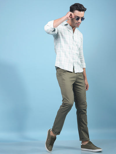 Green Checked 100% Cotton Knitted Shirt-Men Shirts-Crimsoune Club
