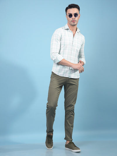 Green Checked 100% Cotton Knitted Shirt-Men Shirts-Crimsoune Club