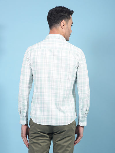 Green Checked 100% Cotton Knitted Shirt-Men Shirts-Crimsoune Club