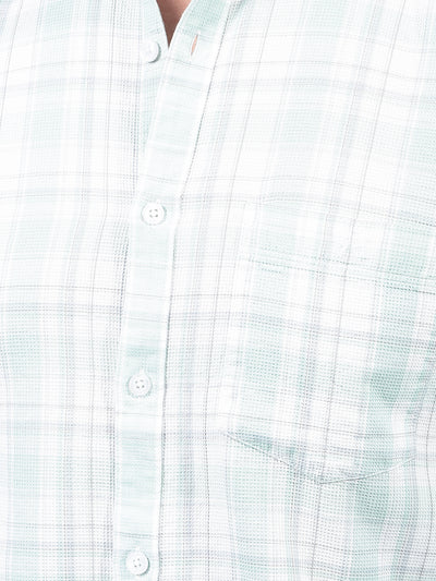 Green Checked 100% Cotton Knitted Shirt-Men Shirts-Crimsoune Club