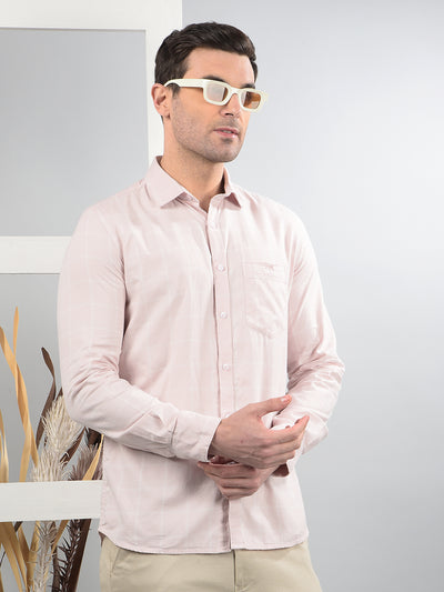 Pink Checked 100% Cotton Shirt-Men Shirts-Crimsoune Club