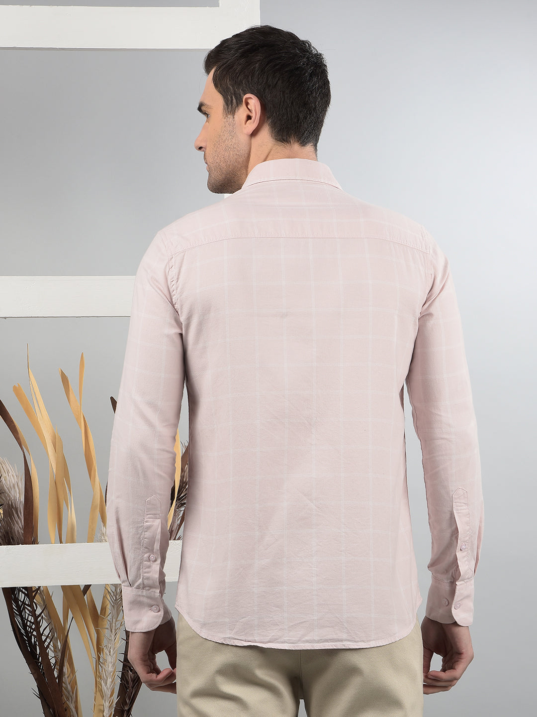 Pink Checked 100% Cotton Shirt-Men Shirts-Crimsoune Club