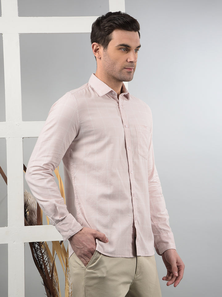 Pink Checked 100% Cotton Shirt-Men Shirts-Crimsoune Club