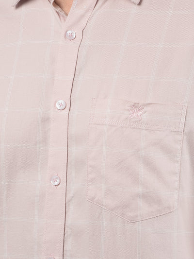 Pink Checked 100% Cotton Shirt-Men Shirts-Crimsoune Club