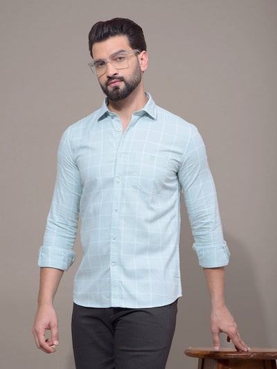 Green Checked 100% Cotton Shirt-Men Shirts-Crimsoune Club