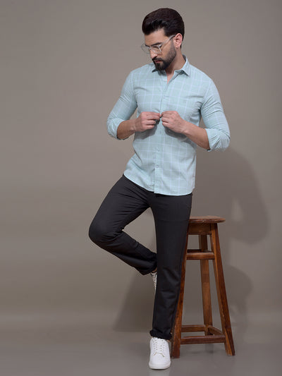 Green Checked 100% Cotton Shirt-Men Shirts-Crimsoune Club