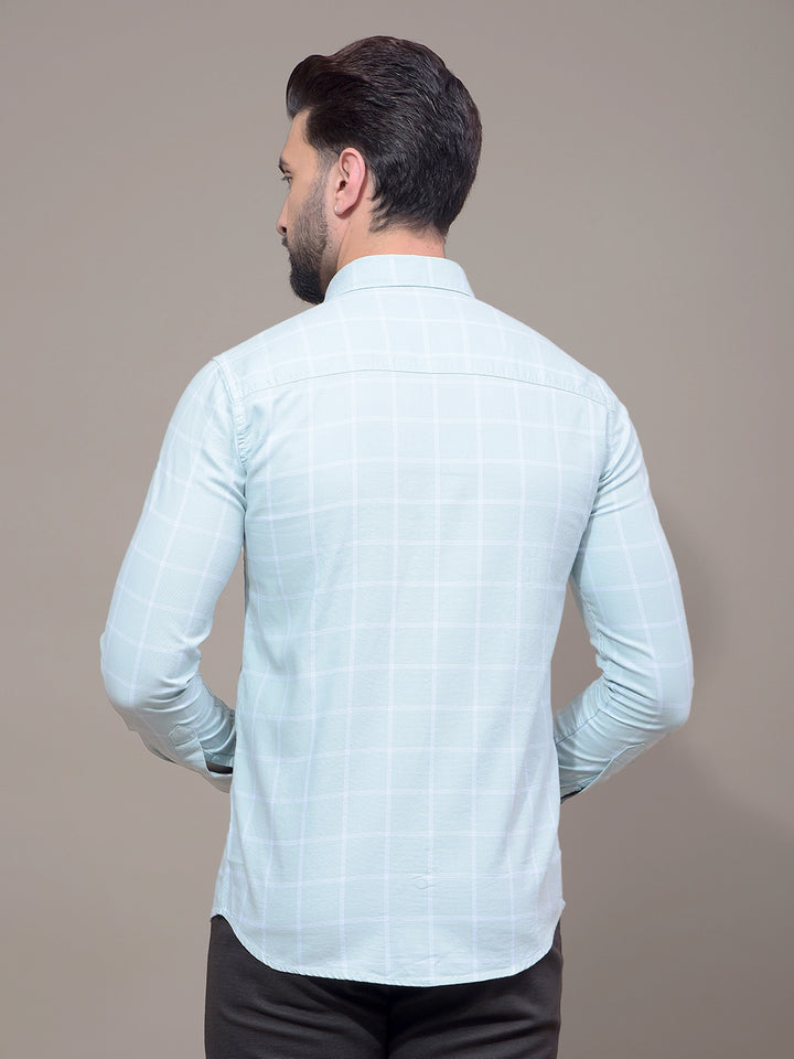 Green Checked 100% Cotton Shirt-Men Shirts-Crimsoune Club