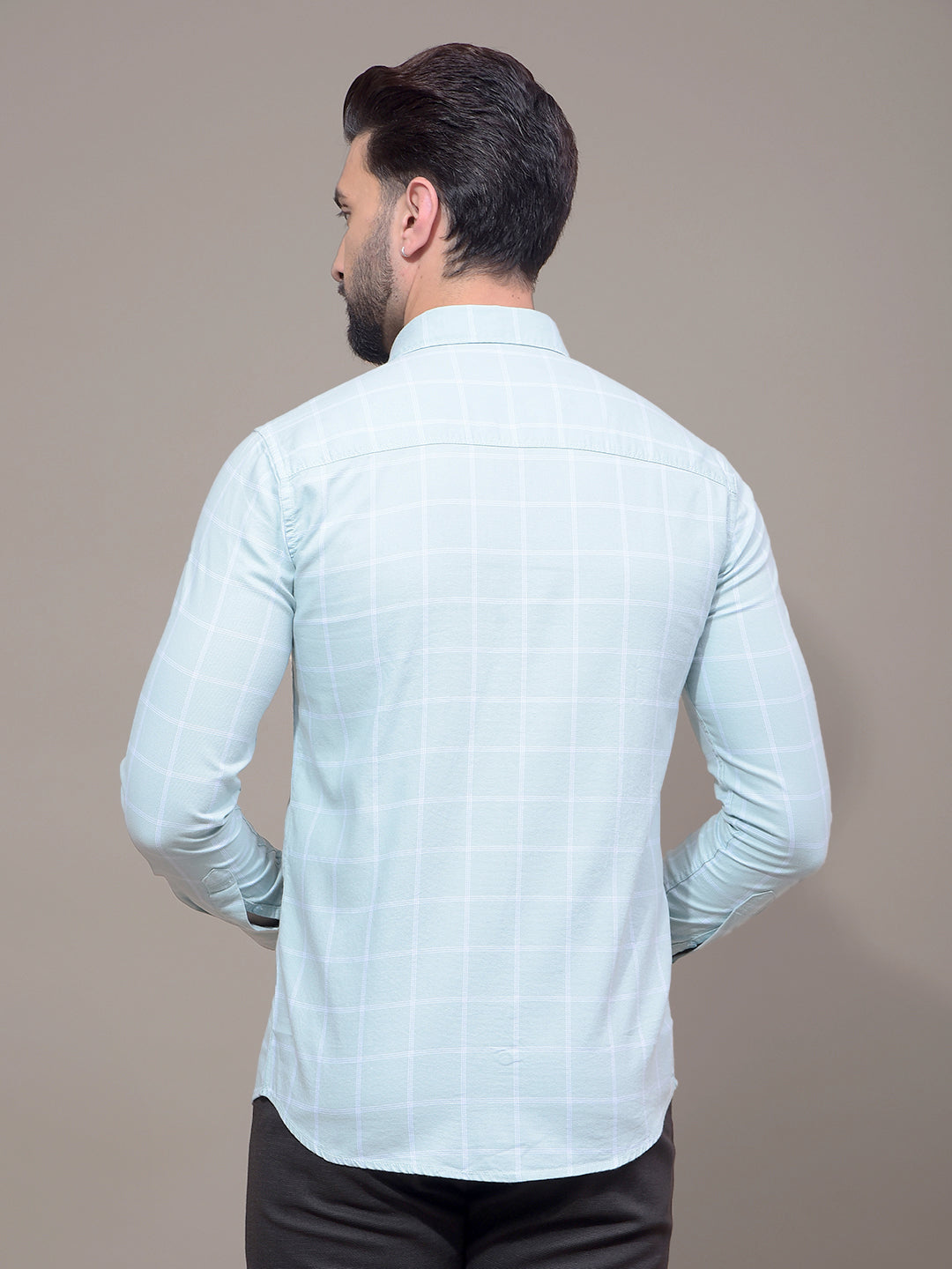 Green Checked 100% Cotton Shirt-Men Shirts-Crimsoune Club