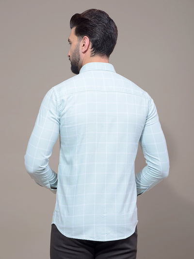 Green Checked 100% Cotton Shirt-Men Shirts-Crimsoune Club