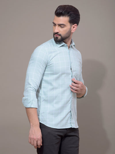 Green Checked 100% Cotton Shirt-Men Shirts-Crimsoune Club