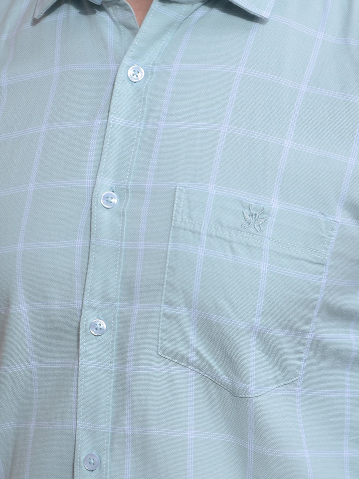 Green Checked 100% Cotton Shirt-Men Shirts-Crimsoune Club