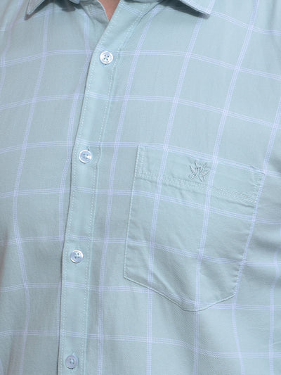 Green Checked 100% Cotton Shirt-Men Shirts-Crimsoune Club