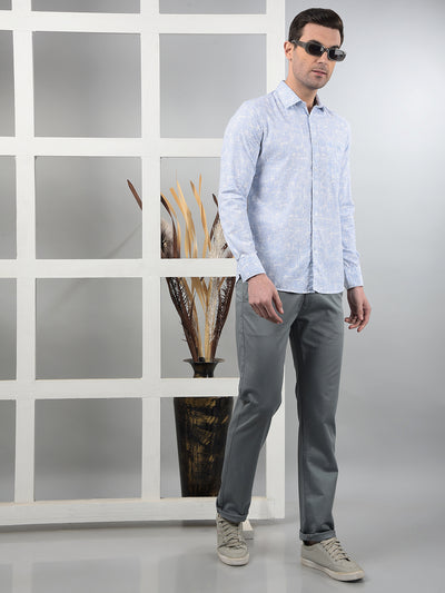 Blue Printed 100% Cotton Shirt-Men Shirts-Crimsoune Club