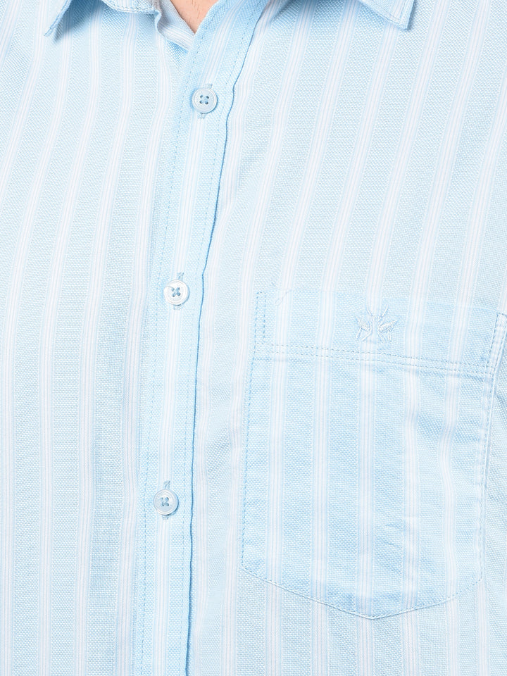 Blue Vertical Stripes 100% Cotton Shirt-Men Shirts-Crimsoune Club