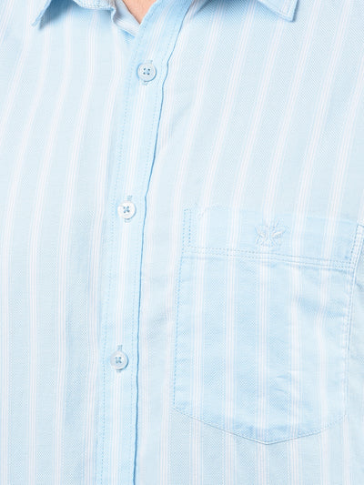 Blue Vertical Stripes 100% Cotton Shirt-Men Shirts-Crimsoune Club