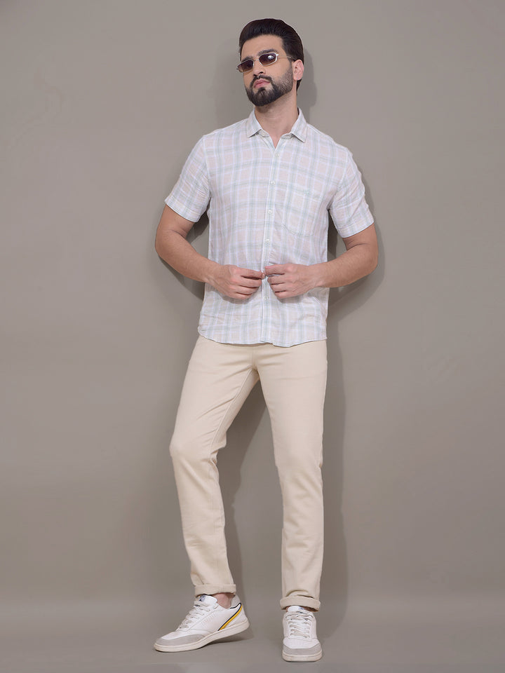 Multi-Color Checked Linen Shirt-Men Shirts-Crimsoune Club