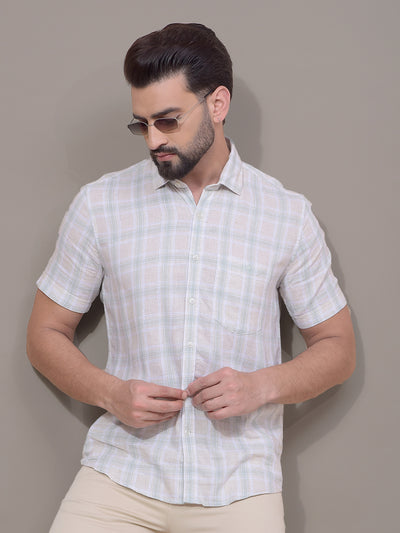 Multi-Color Checked Linen Shirt-Men Shirts-Crimsoune Club