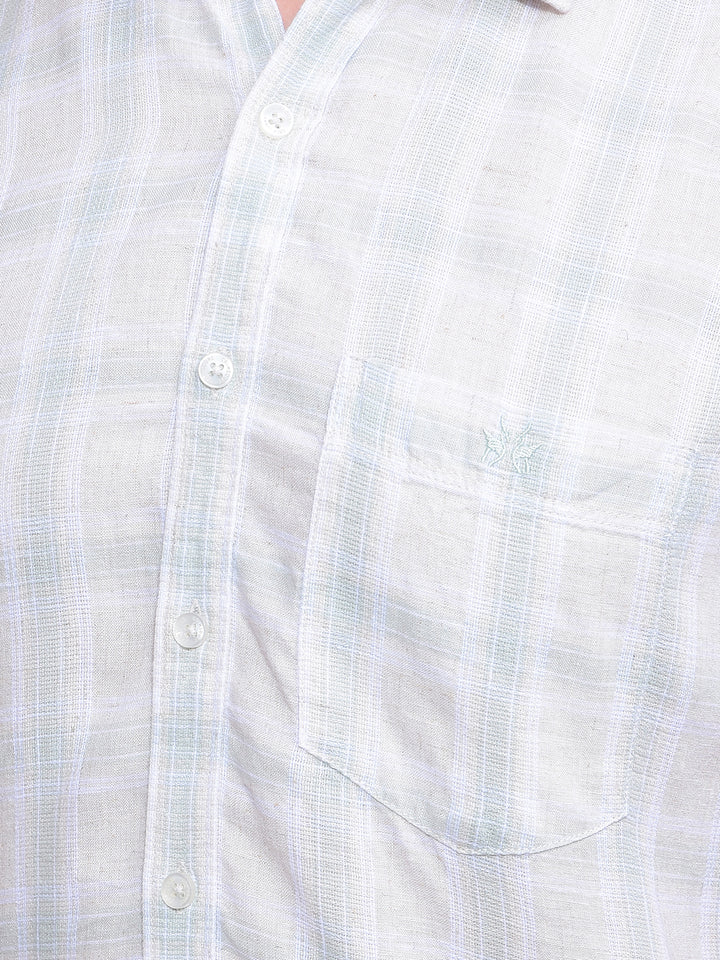 Multi-Color Checked Linen Shirt-Men Shirts-Crimsoune Club
