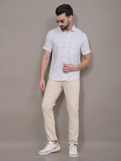 Multi-Color Checked Linen Shirt-Men Shirts-Crimsoune Club