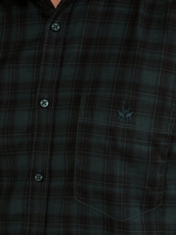 Green Checked 100% Cotton Shirt-Men Shirts-Crimsoune Club