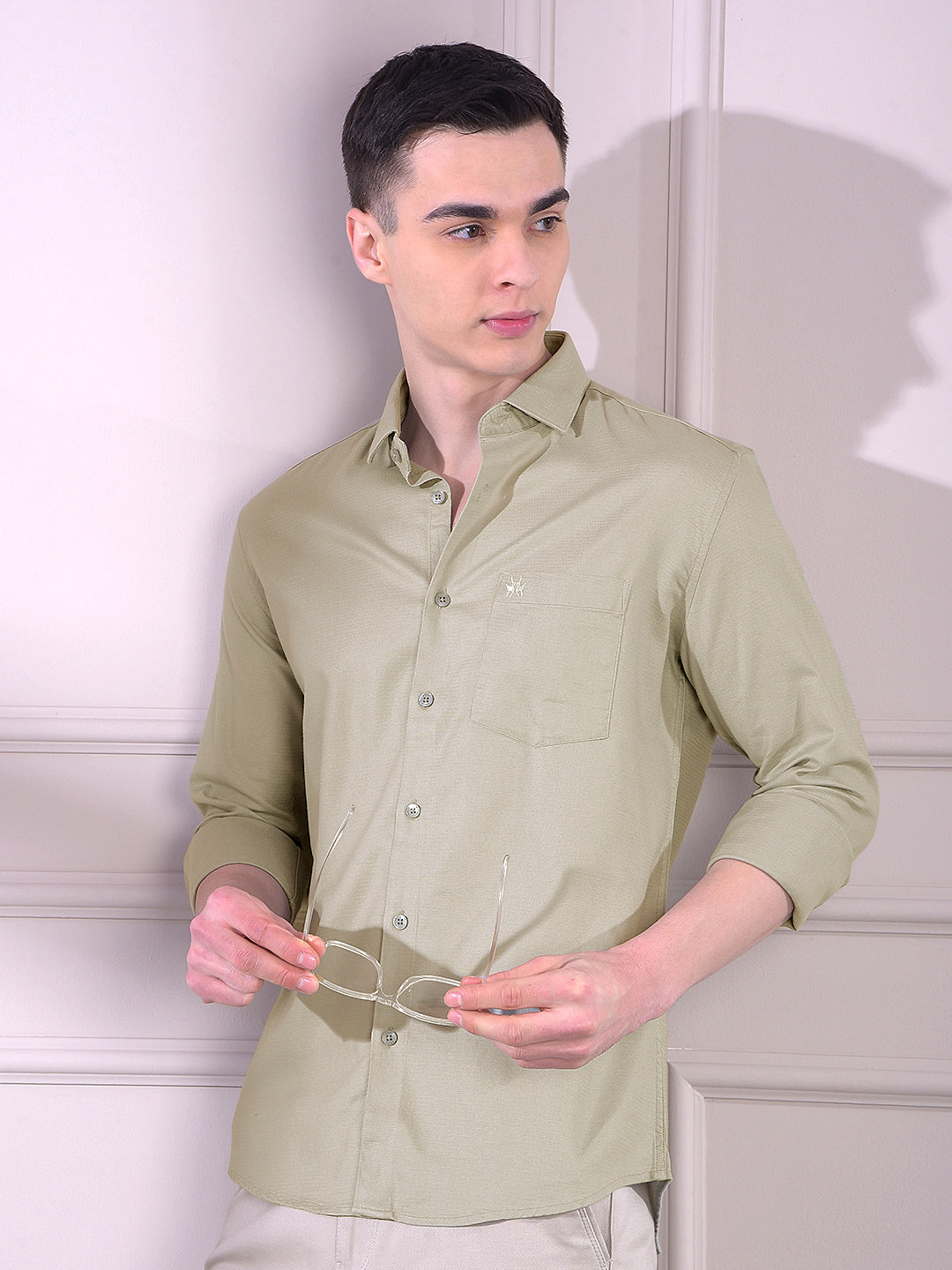Urban Sage Green Shirt-Men Shirts-Crimsoune Club