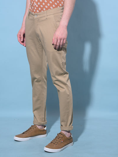 Beige Chinos Trousers-Men Trousers-Crimsoune Club