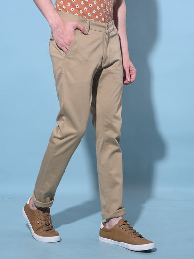 Beige Chinos Trousers-Men Trousers-Crimsoune Club