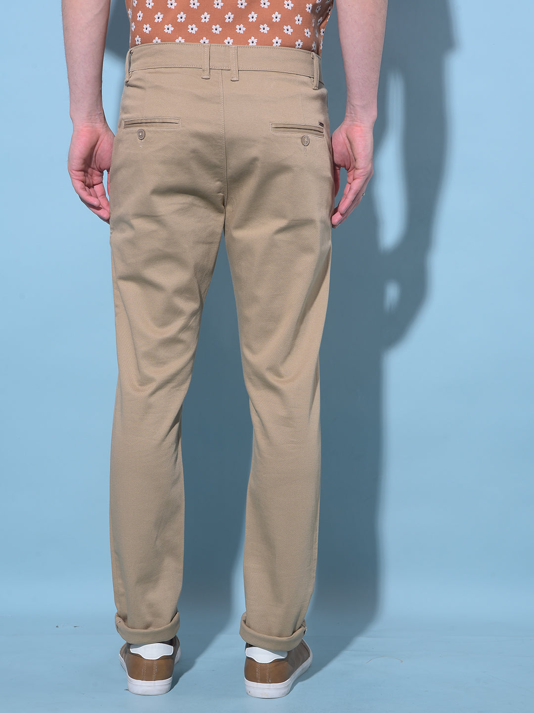 Beige Chinos Trousers-Men Trousers-Crimsoune Club