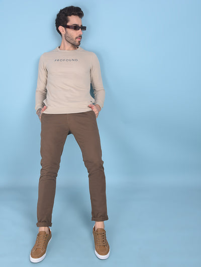 Brown Stretchable Trousers-Men Trousers-Crimsoune Club