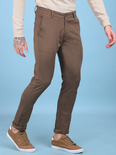 Brown Stretchable Trousers-Men Trousers-Crimsoune Club