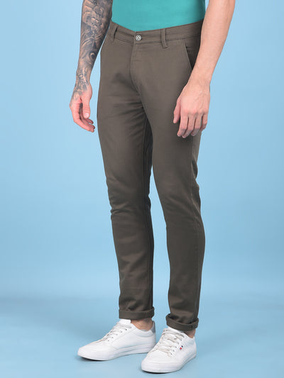 Olive Stretchable Trousers-Men Trousers-Crimsoune Club