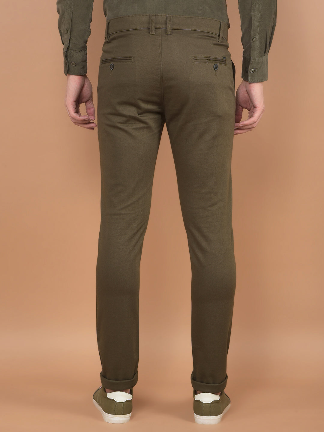 Olive Stretchable Trousers-Men Trousers-Crimsoune Club
