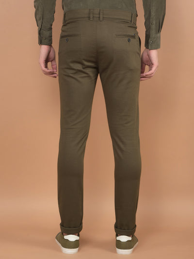 Olive Stretchable Trousers-Men Trousers-Crimsoune Club