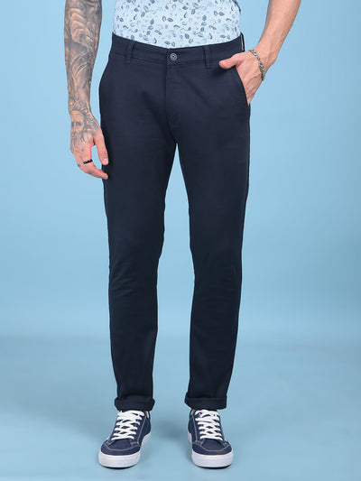 Navy Blue Stretchable Trousers-Men Trousers-Crimsoune Club