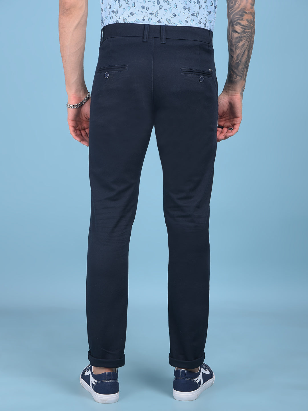 Navy Blue Stretchable Trousers-Men Trousers-Crimsoune Club