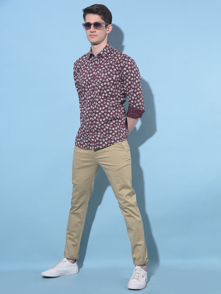 Beige Chinos Trousers-Men Trousers-Crimsoune Club