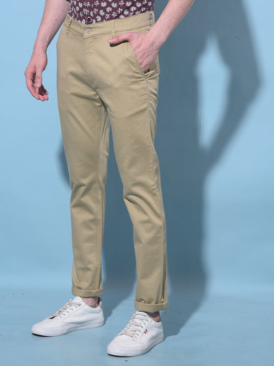 Beige Chinos Trousers-Men Trousers-Crimsoune Club