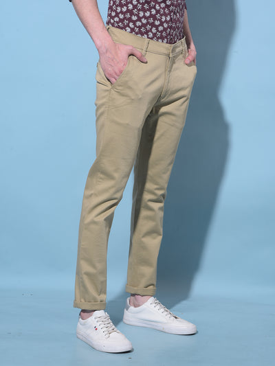 Beige Chinos Trousers-Men Trousers-Crimsoune Club