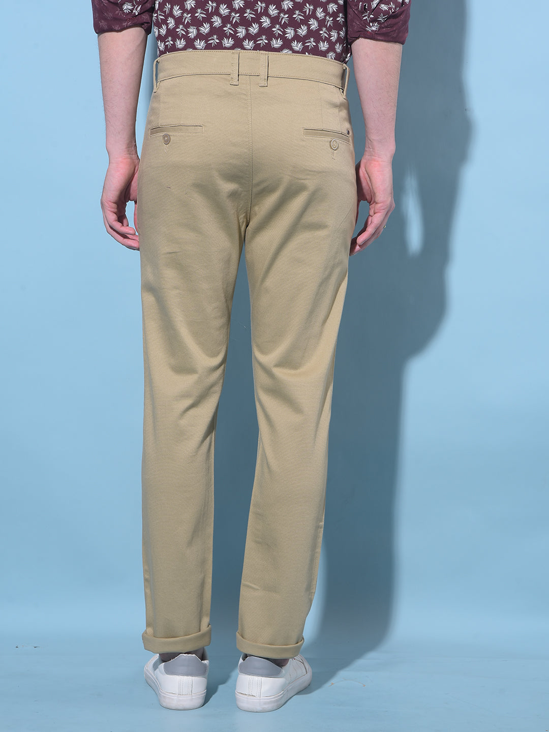 Beige Chinos Trousers-Men Trousers-Crimsoune Club